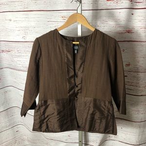Eileen Fisher Brown Open Front Jacket